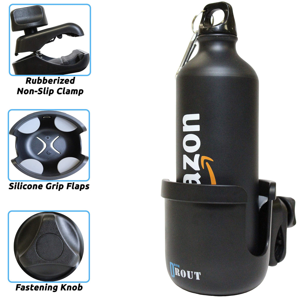 W4W universal stroller cup holder 360-degree swivel enables flexible attachment to awkward shapes.