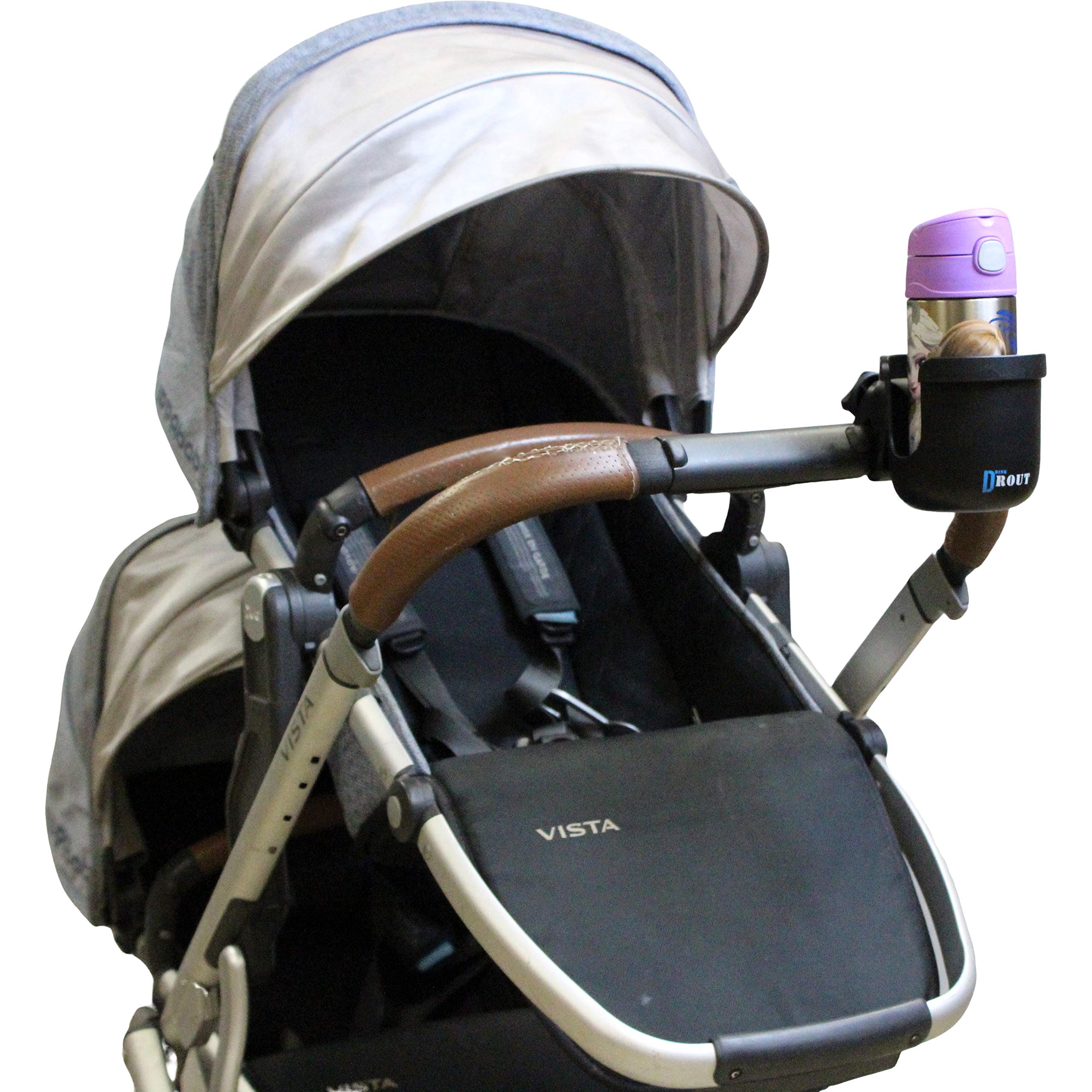 W4W universal-stroller-cup-holder-heavy-duty-clip ensures sturdy attachment on rough terrain.