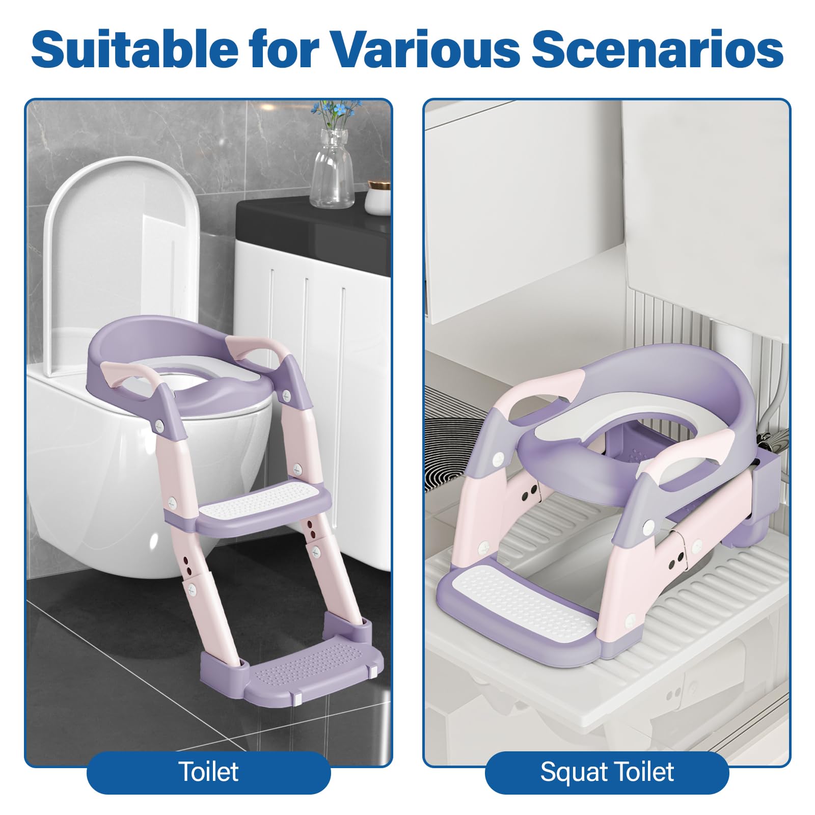 WAAYAA non-slip steps and wide base provide secure climbing during potty training.