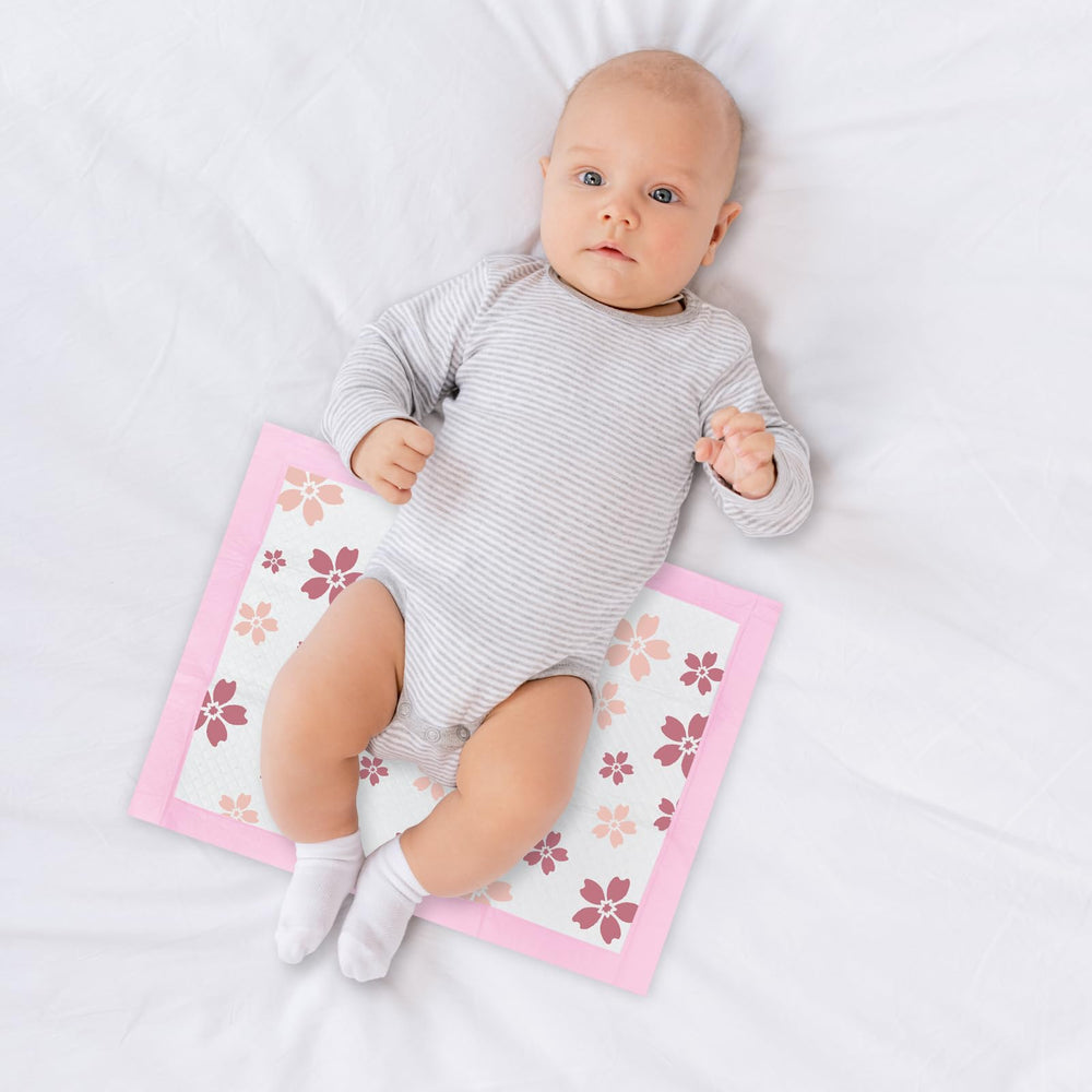 WAAYAA cherry blossom illustration keeps spaces visually appealing during care routines.