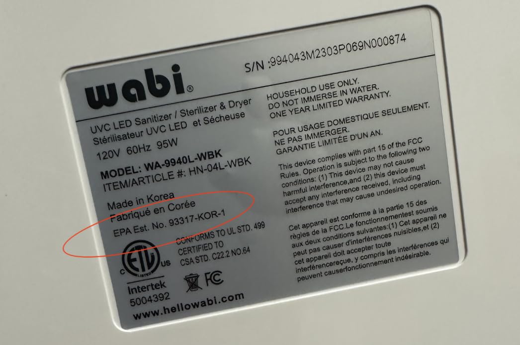 Wabi Baby UVC LED Sanitizer Ultra adjustable-shelf fits tall containers for flexible cleaning.