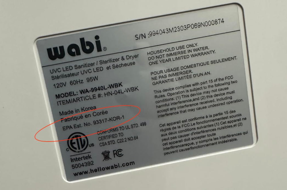 Wabi Baby UVC LED Sanitizer Ultra adjustable-shelf fits tall containers for flexible cleaning.