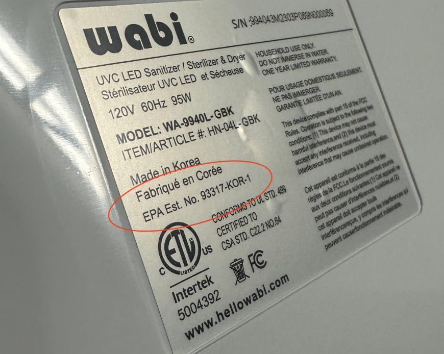 Wabi UVC LED Sanitizer & Dryer Ultra control panel close-up