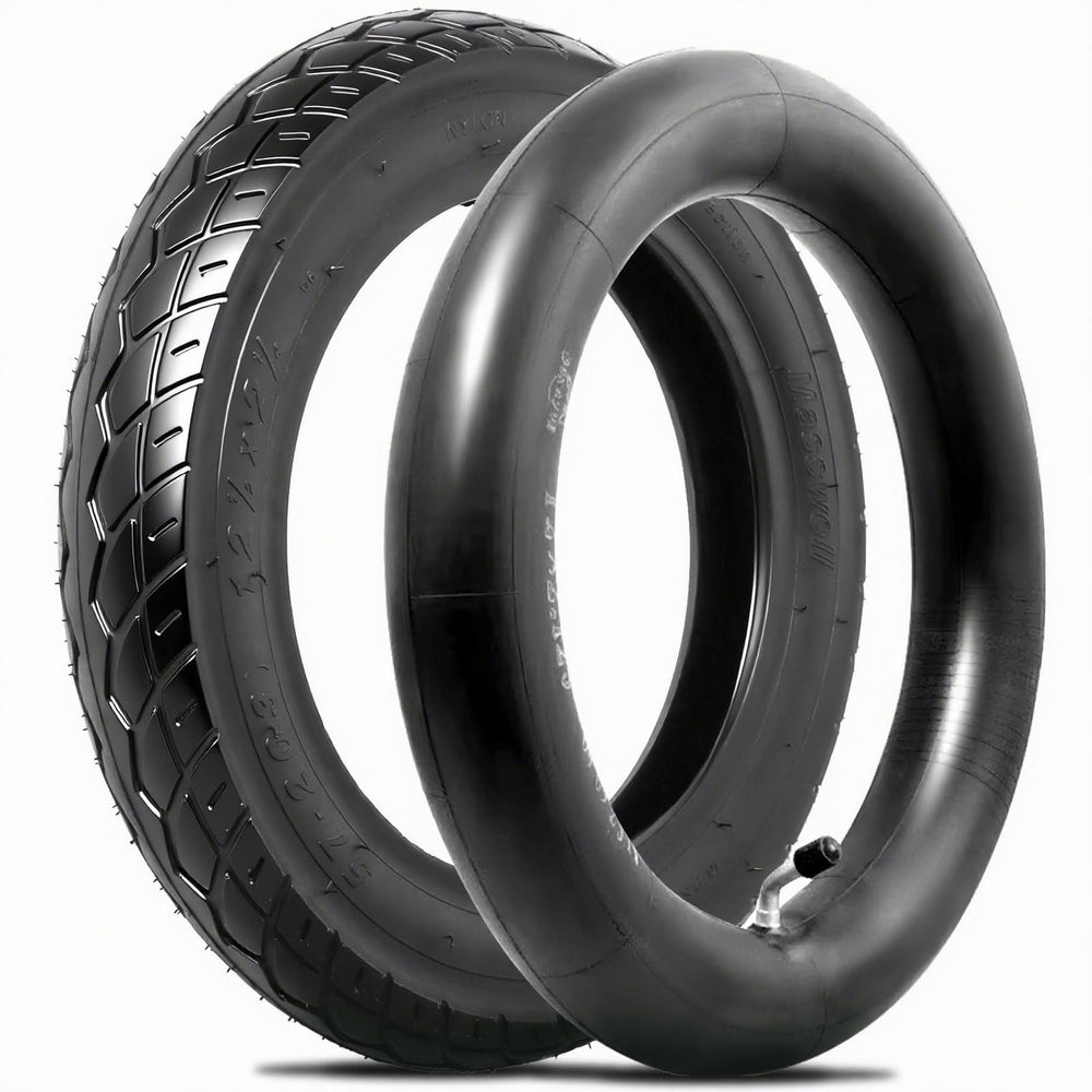 Wadoy 12.5x2.25 front tire view with rugged tread for smoother rides