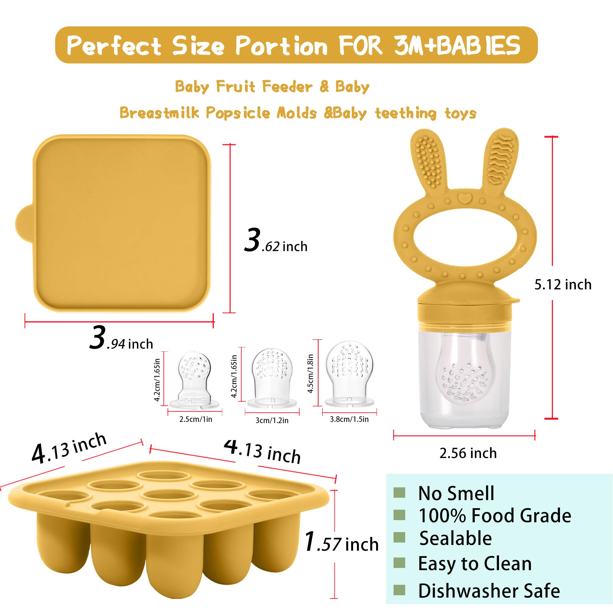 WAJIAYON baby food freezer tray yellow stores portioned foods safely.