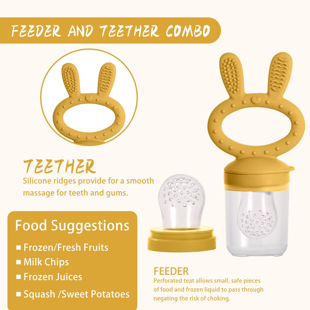 WAJIAYON baby fruit feeder yellow designed for safe, small-bite feeding.