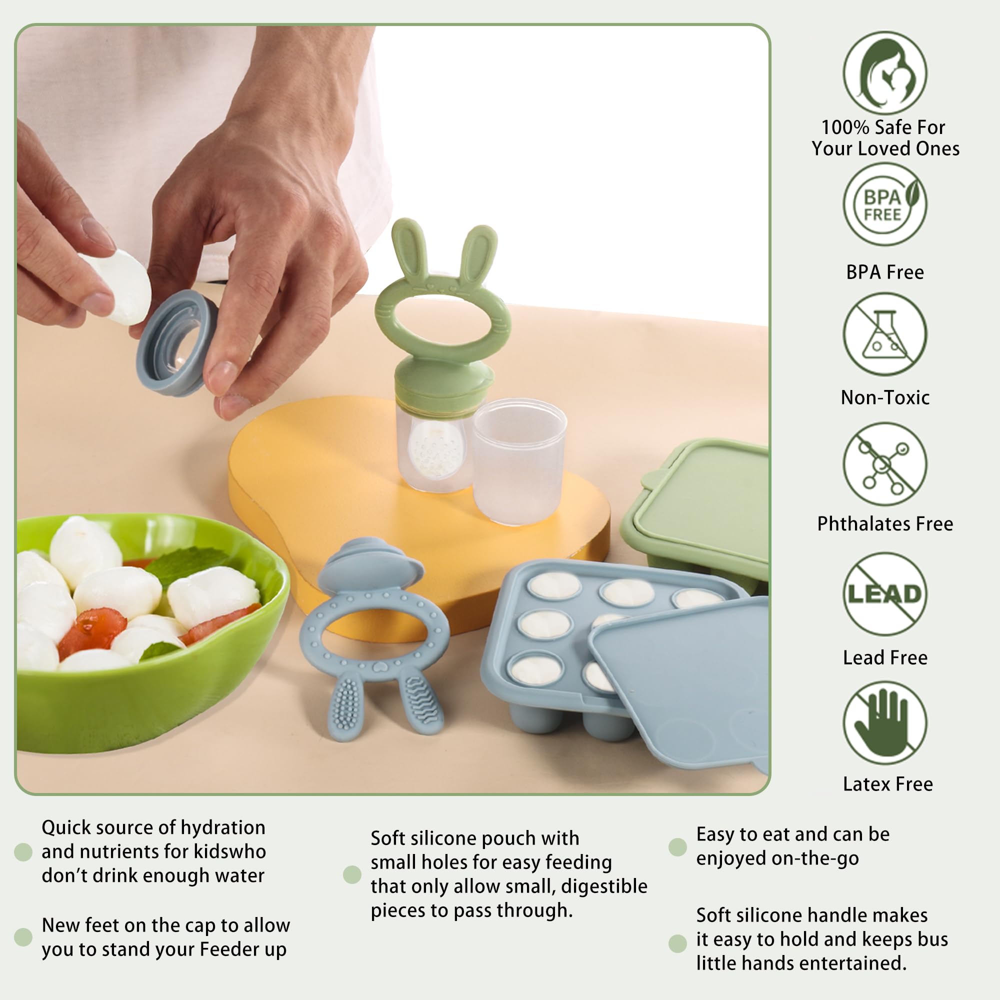 WAJIAYON baby popsicle tray freezer storage easy prep of frozen portions