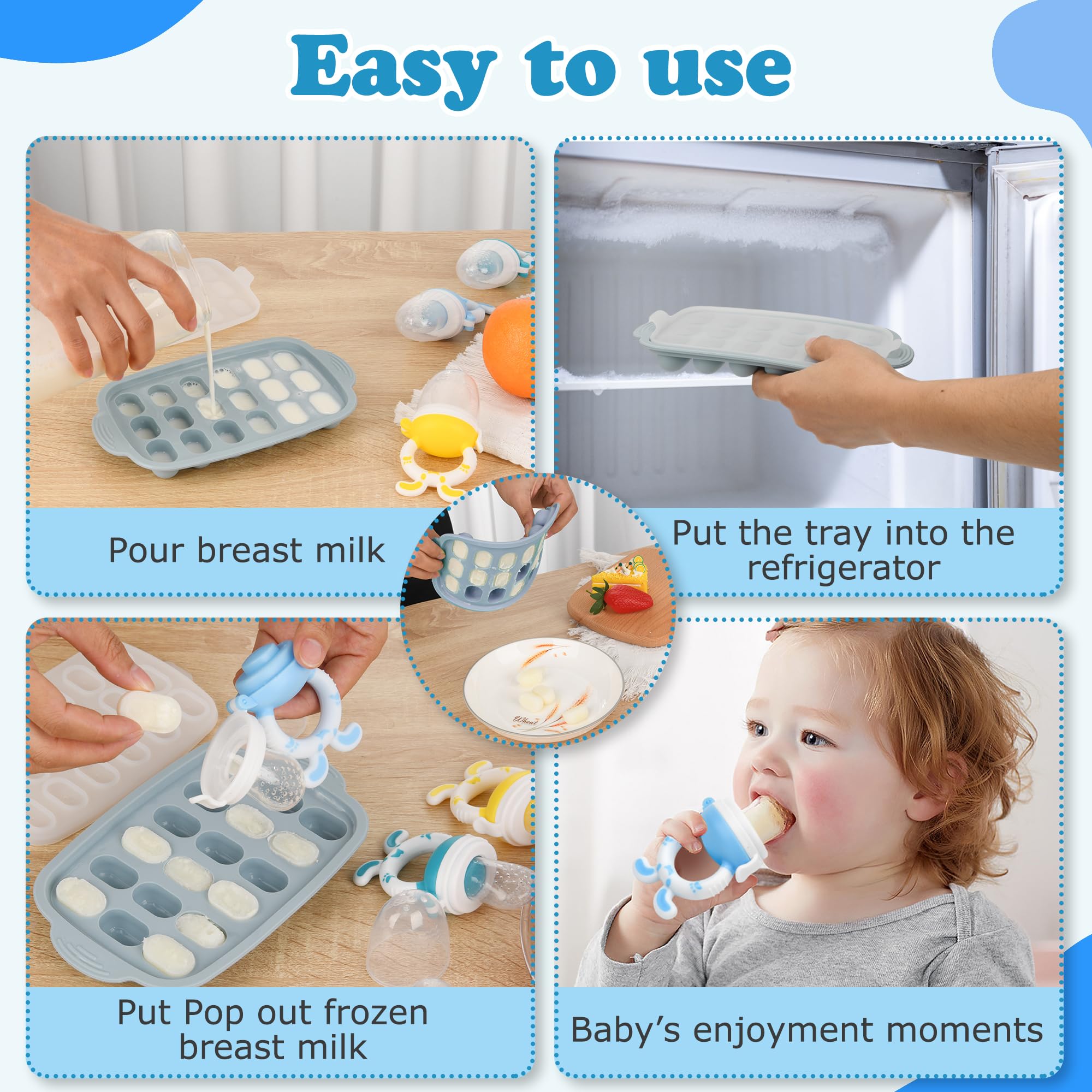 WAJIAYON breastmilk popsicle mold ready to freeze and soothe gums.