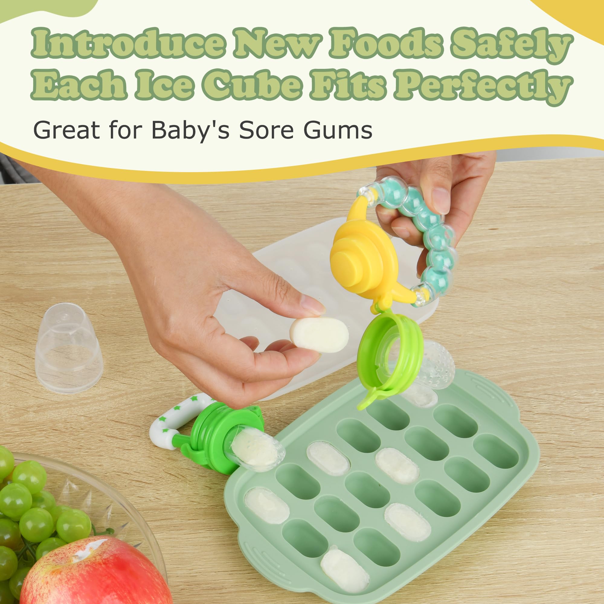 WAJIAYON infant-teether-baby-feeder shows dual-use design for teething relief and self-feeding.