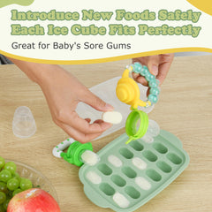 WAJIAYON infant-teether-baby-feeder shows dual-use design for teething relief and self-feeding.