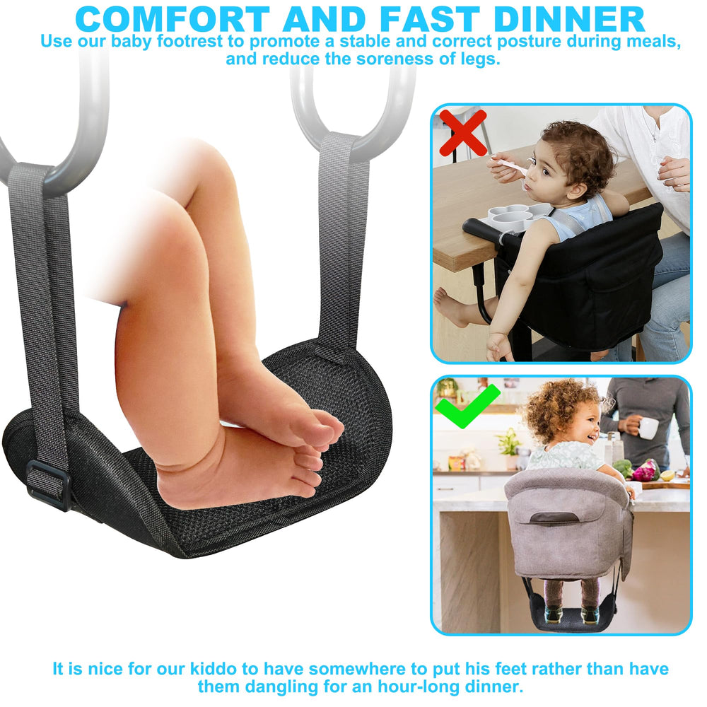 WaiNynyda baby footrest adjustable distance demonstrates easy setup for quick meal transitions.