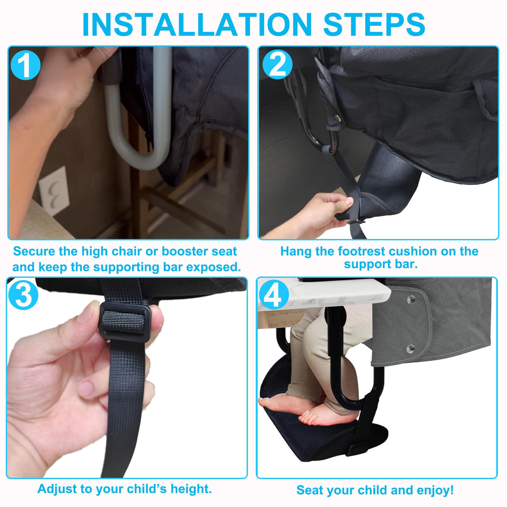 WaiNynyda baby footrest compact size shows portable design for travel and on-the-go dining.
