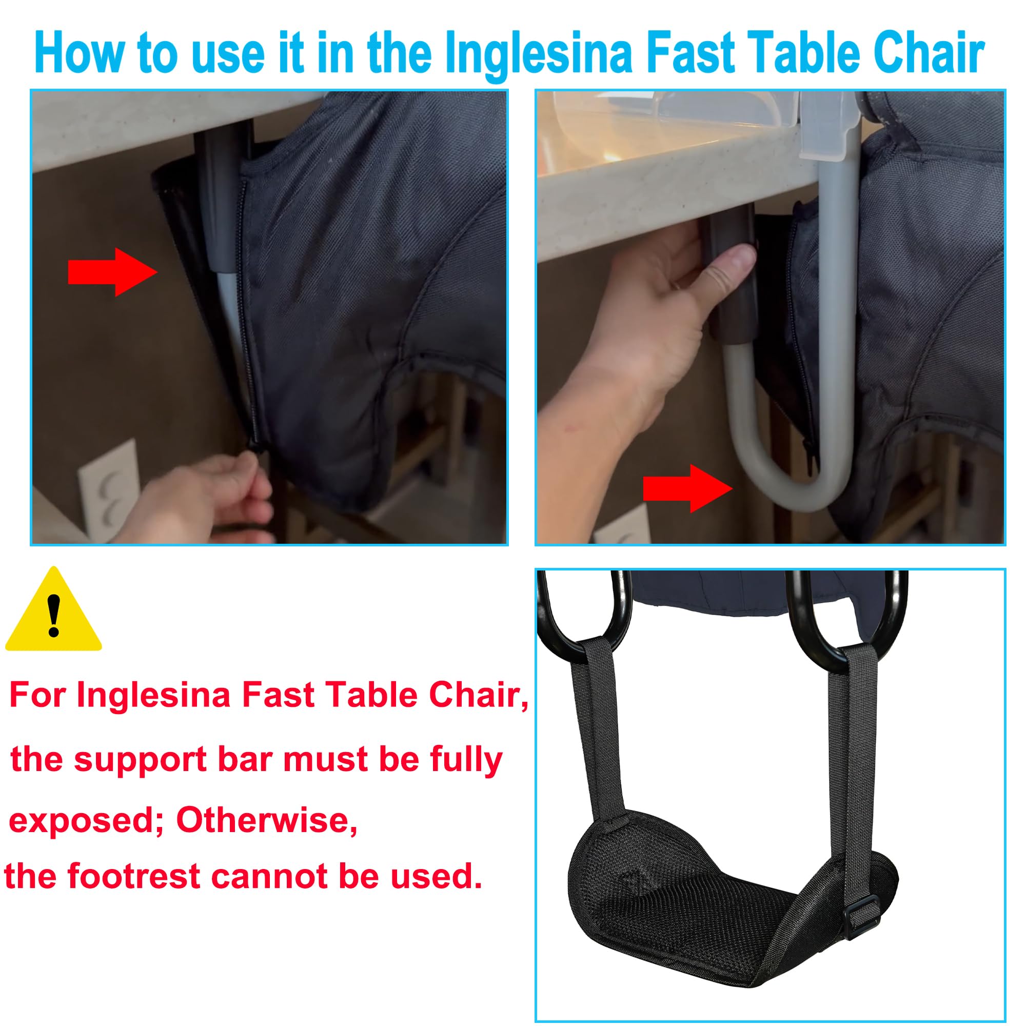 WaiNynyda baby footrest in-use with toddler highlights comfortable legs and better posture during meals.