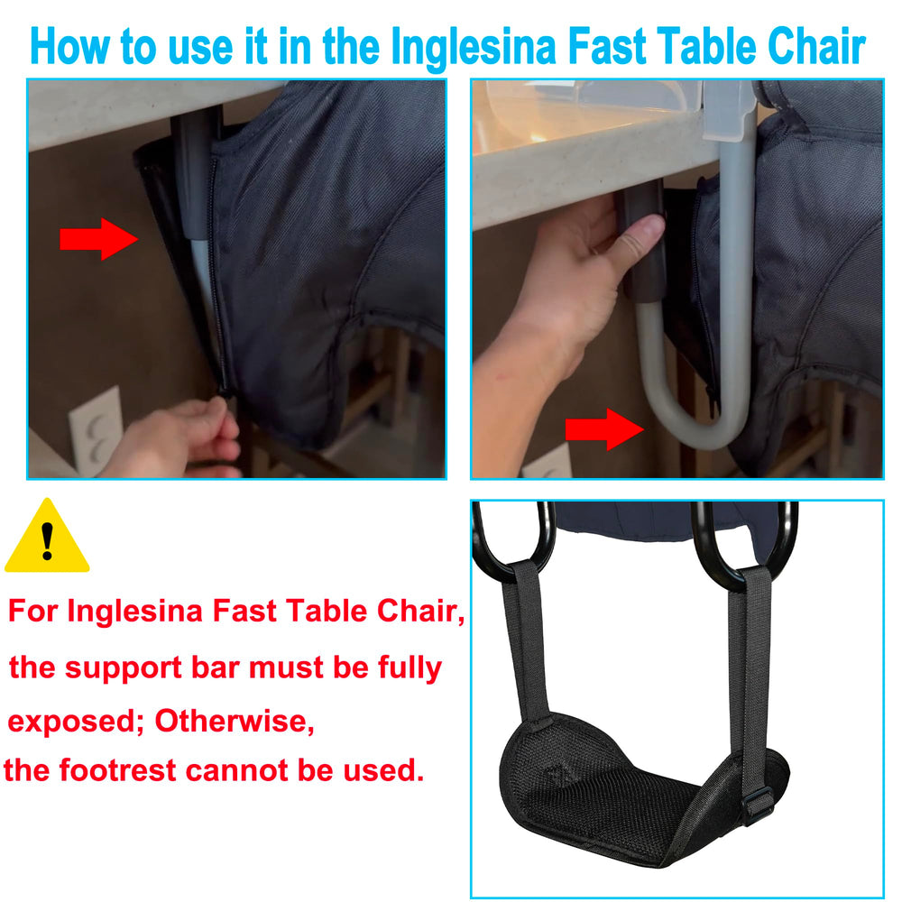 WaiNynyda baby footrest in-use with toddler highlights comfortable legs and better posture during meals.