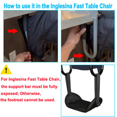 WaiNynyda baby footrest in-use with toddler highlights comfortable legs and better posture during meals.