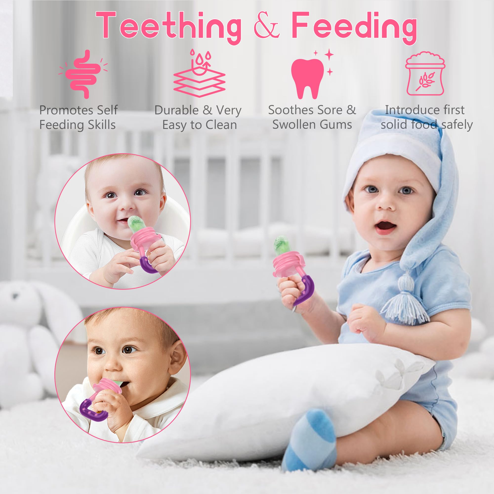 WAJIAYON pacifier clip keeps the feeder within reach and prevents loss.