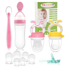 WAJIAYON baby fruit feeder pacifier pink front view showing safe feeding design