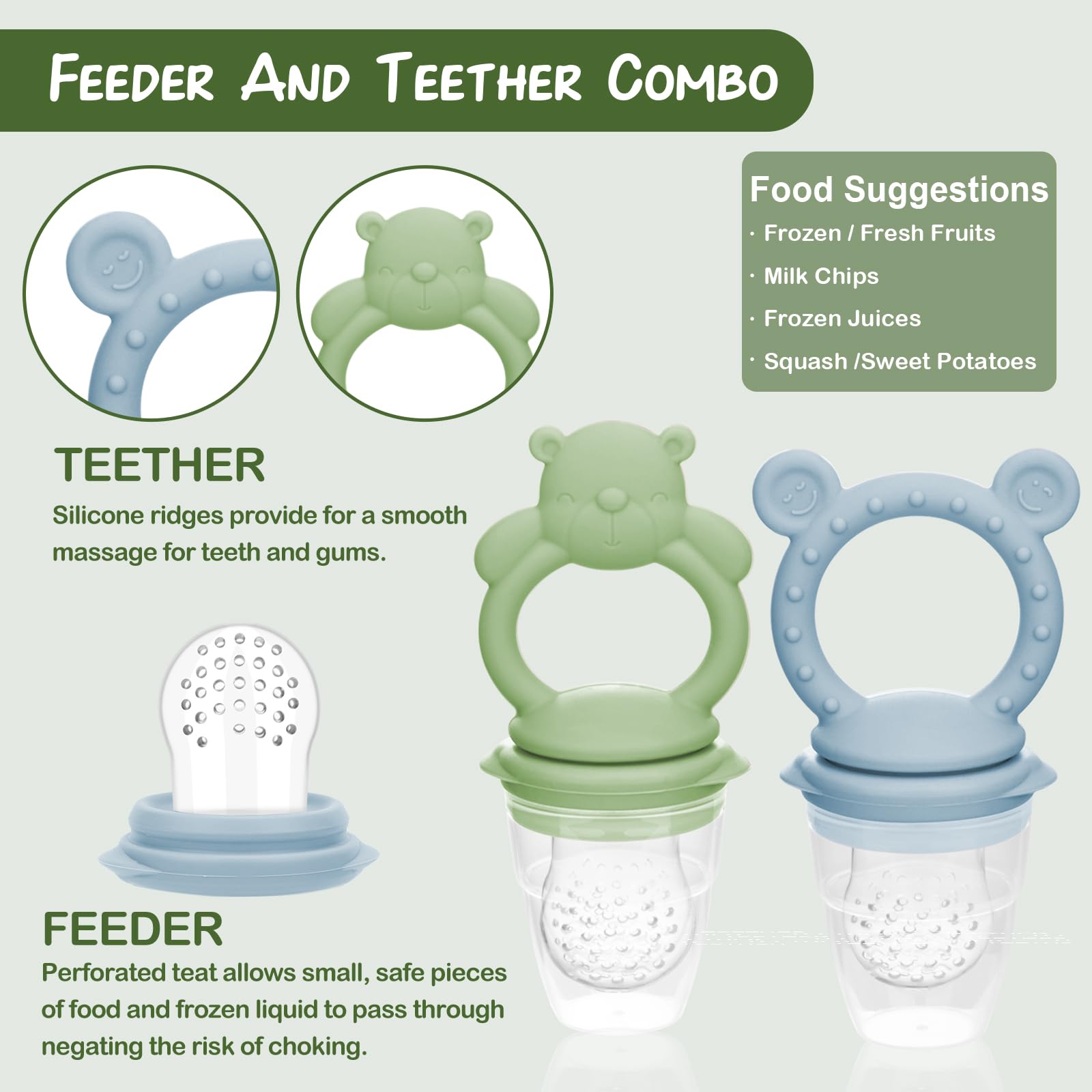WAJIAYON baby fruit feeder pacifier with small holes for safe bites
