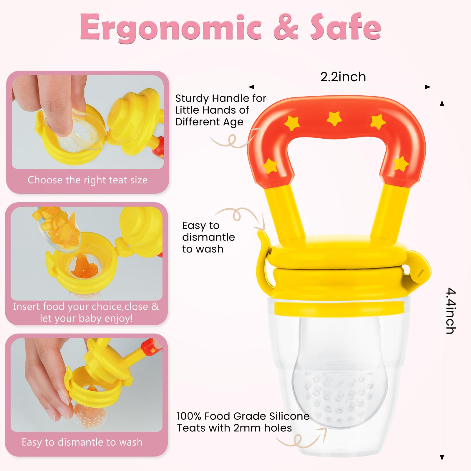 WAJIAYON baby fruit feeder teething relief uses frozen fruit to soothe sore gums