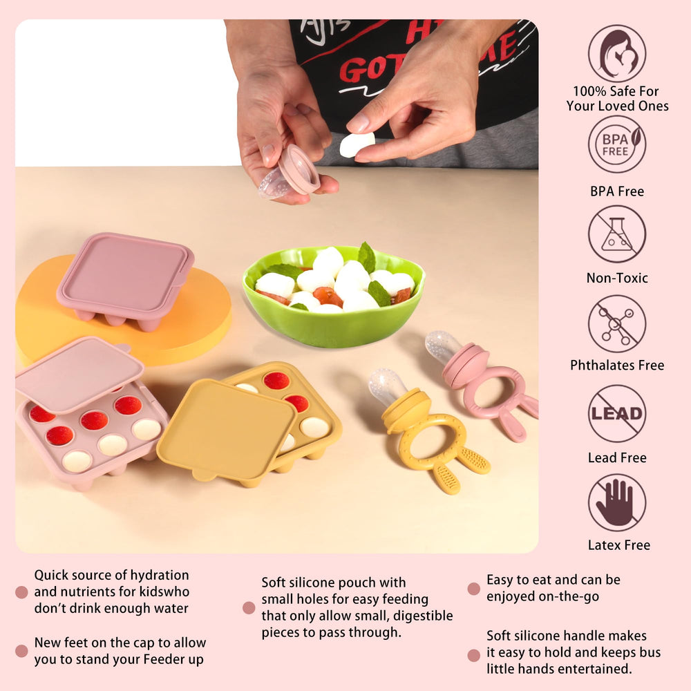 WAJIAYON silicone tray showing easy pop-out of frozen puree.