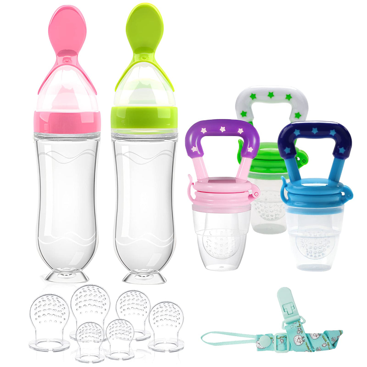 WAJIAYON food feeder pink 3pcs set for safe fruit feeding on the go
