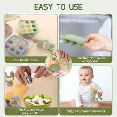 WAJIAYON silicone teether pacifier helps soothe gums while encouraging independent feeding.