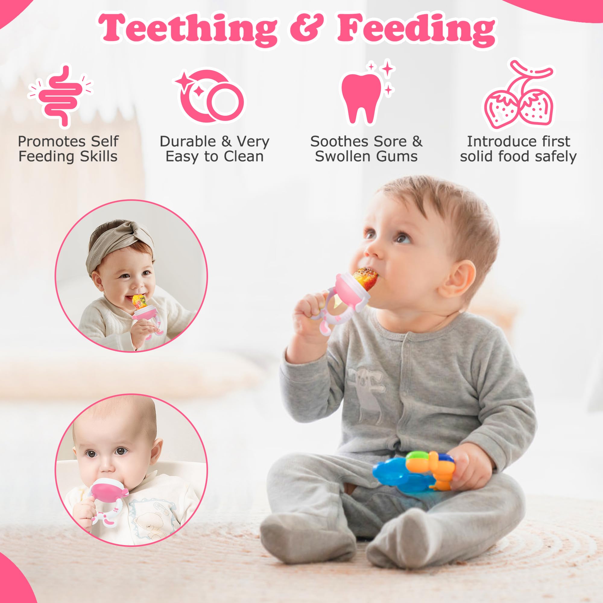 WAJIAYON teething-friendly feeder supports natural gum relief using chilled fruit