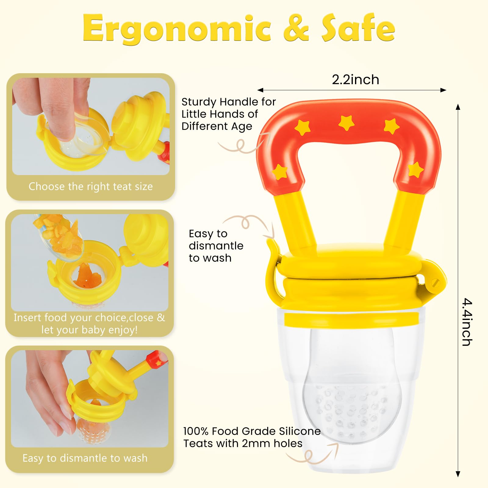 WAJIAYON fruit feeder clip demonstrates pacifier security during outings