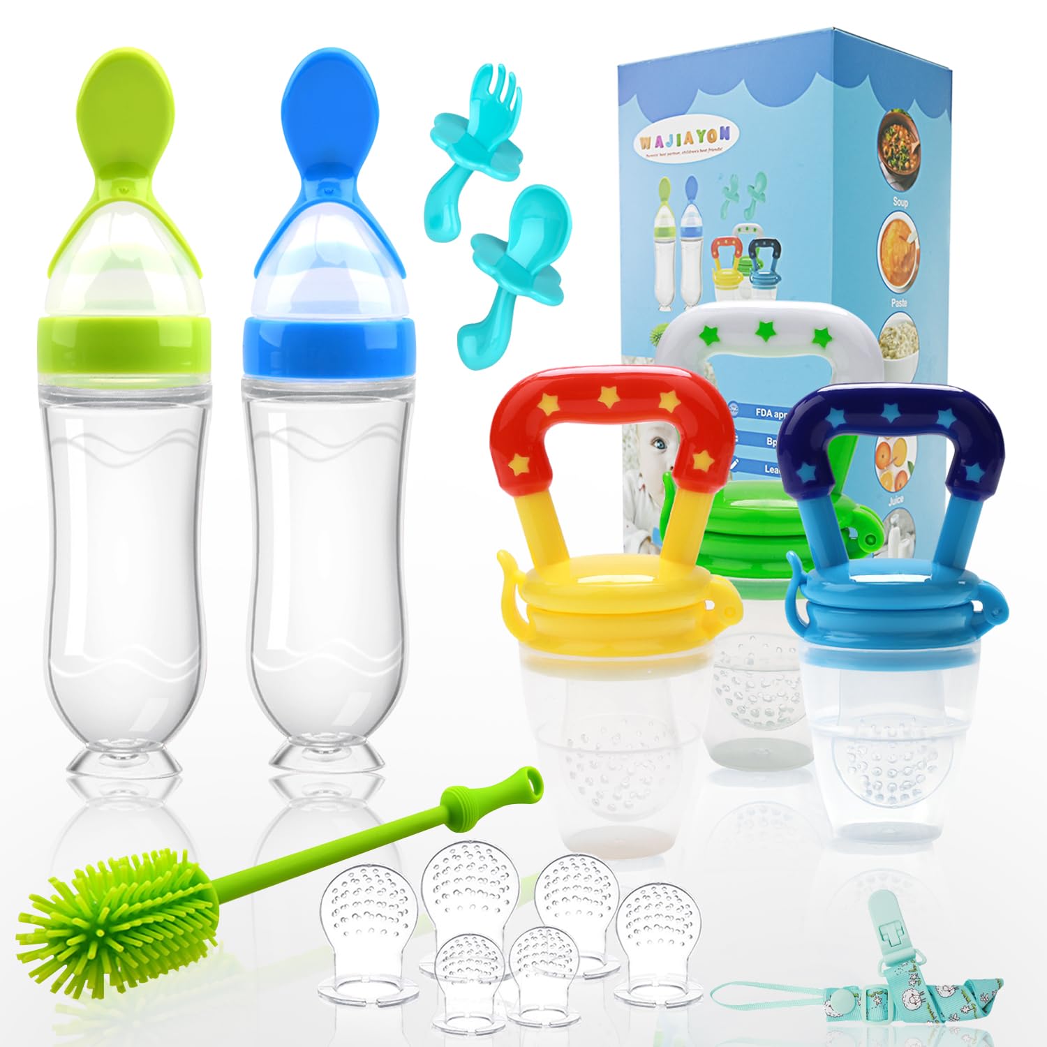 WAJIAYON food feeder set with pacifier 3-piece kit for mess-free feeding