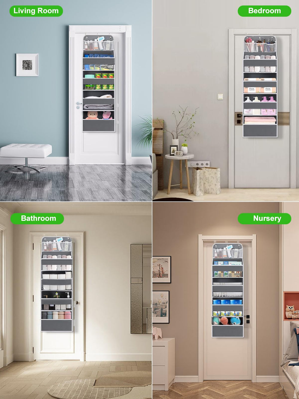 Wakaye nursery organizer with clear windows for quick item visibility