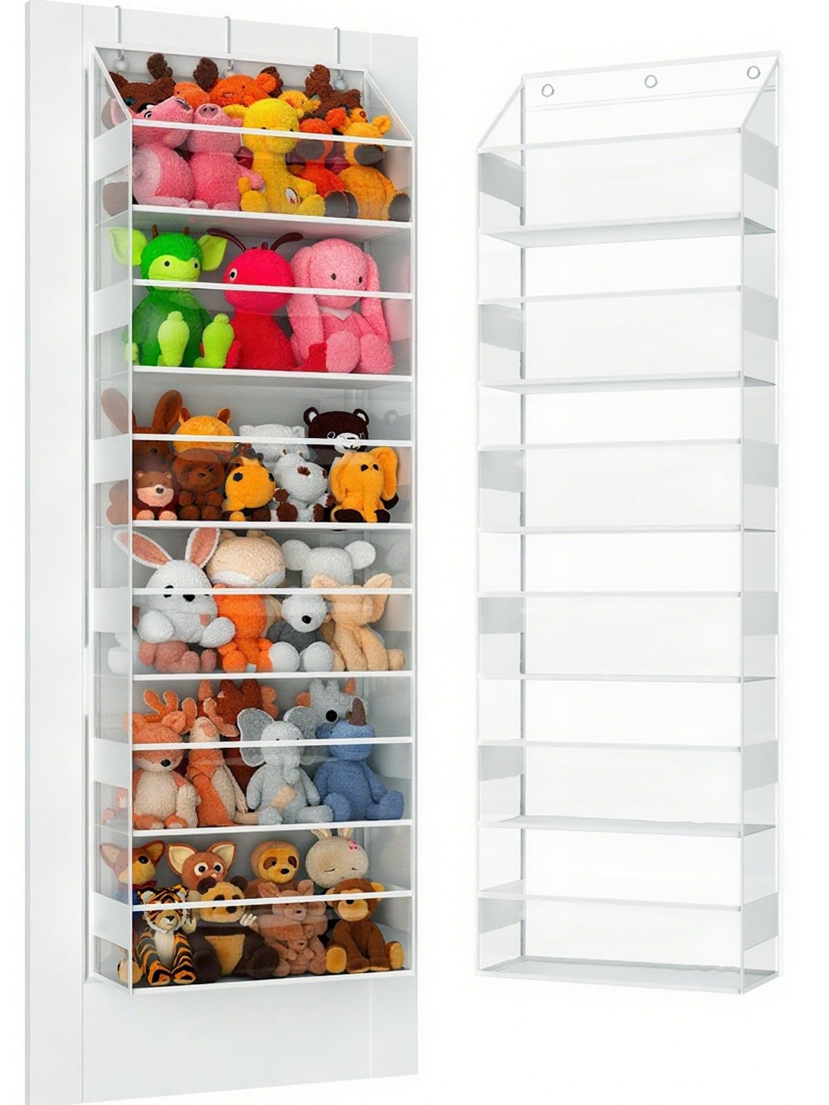Wakaye over-the-door organizer with 6-tier pockets keeps nursery toys neatly organized.