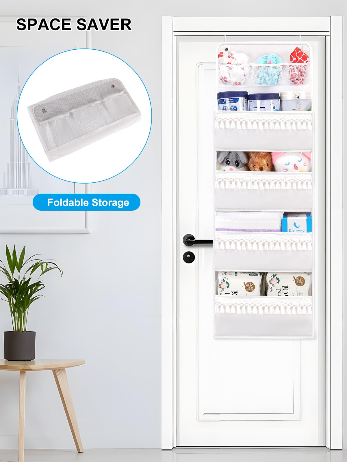 Wakaye organizer for multi-room storage in nursery, bedroom, and dorm.