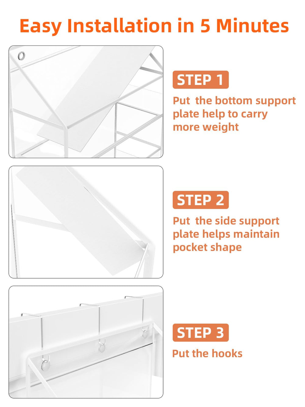 Wakaye door storage stores toys, diapers, and towels efficiently.