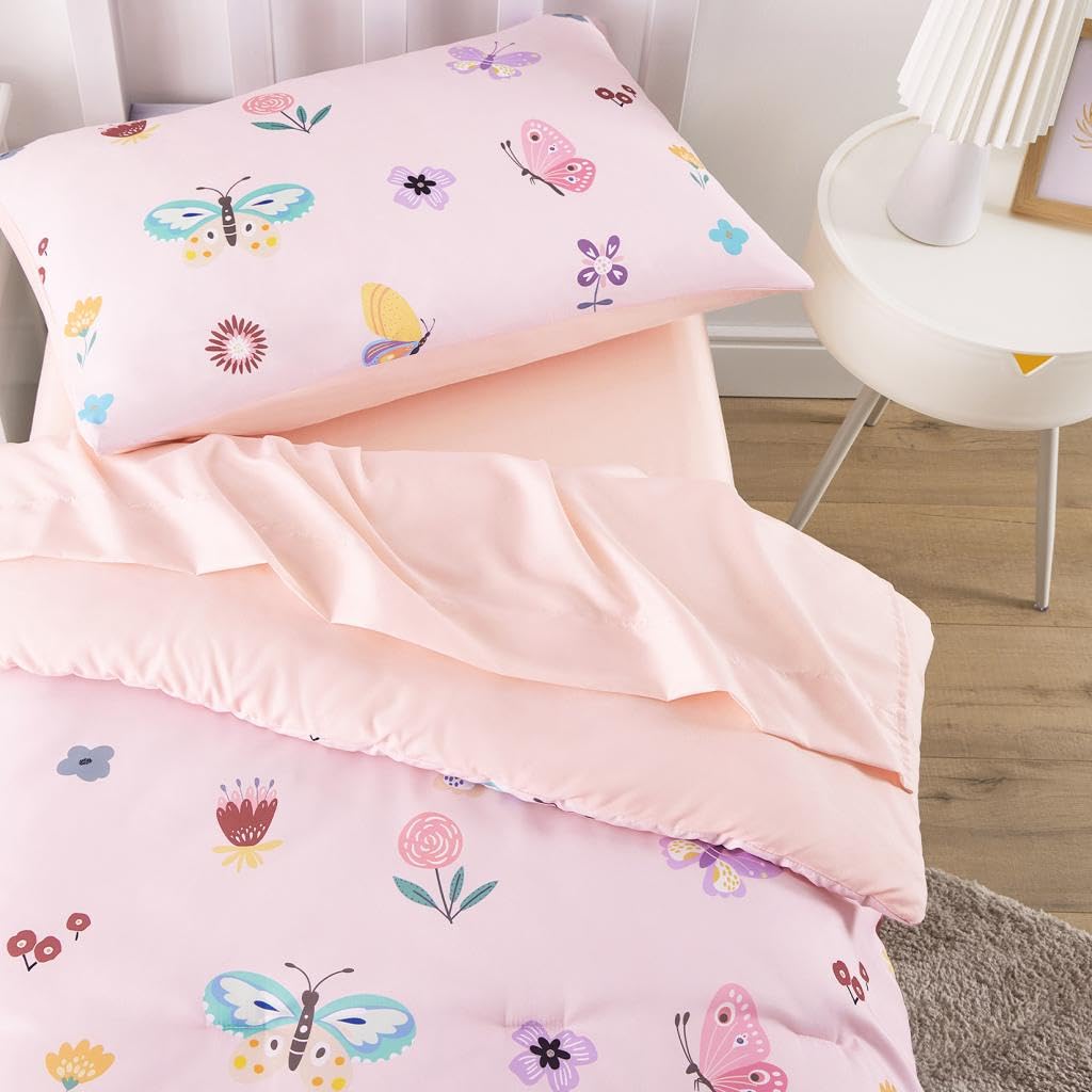 Wake In Cloud butterfly toddler bedding set comforter texture highlights lightweight warmth and microfiber softness.