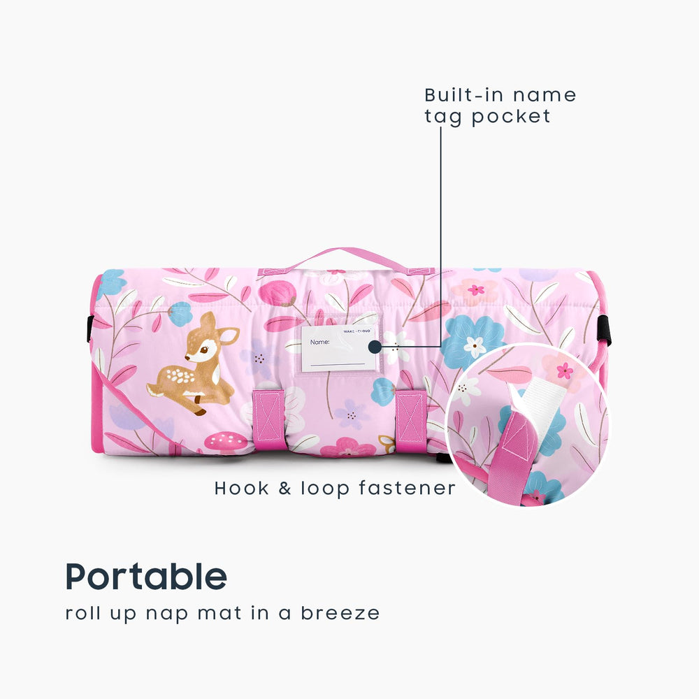 Wake In Cloud cot nap mat blanket included provides extra warmth for cozy preschool naps.