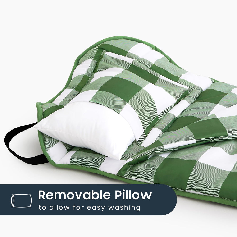 Wake In Cloud cot nap mat buffalo-check-plaid-olive with durable comfort and style.
