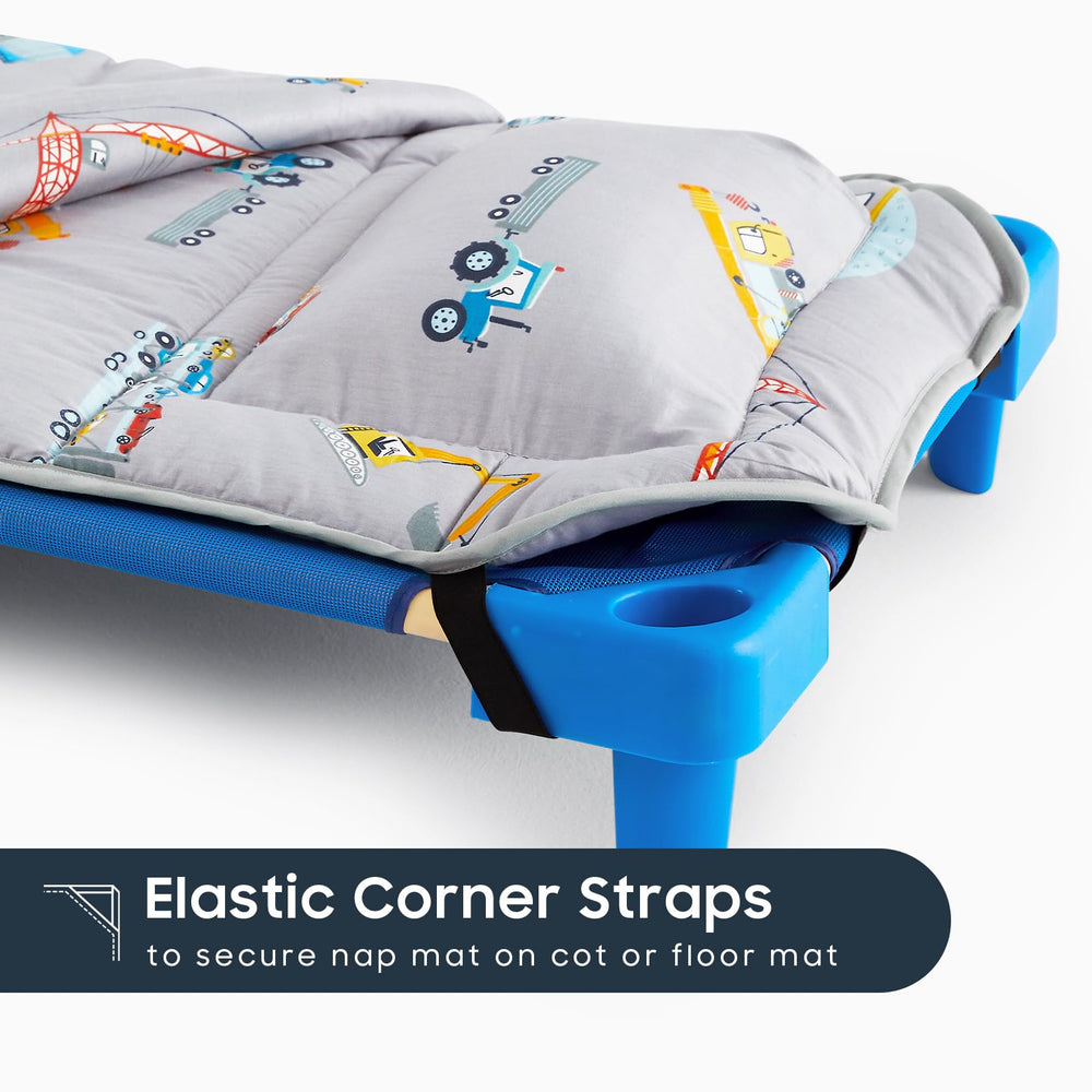Wake In Cloud cot nap mat elastic corner straps secure on beds or cots