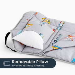 Wake In Cloud cot nap mat integrated blanket provides warm comfort during rest
