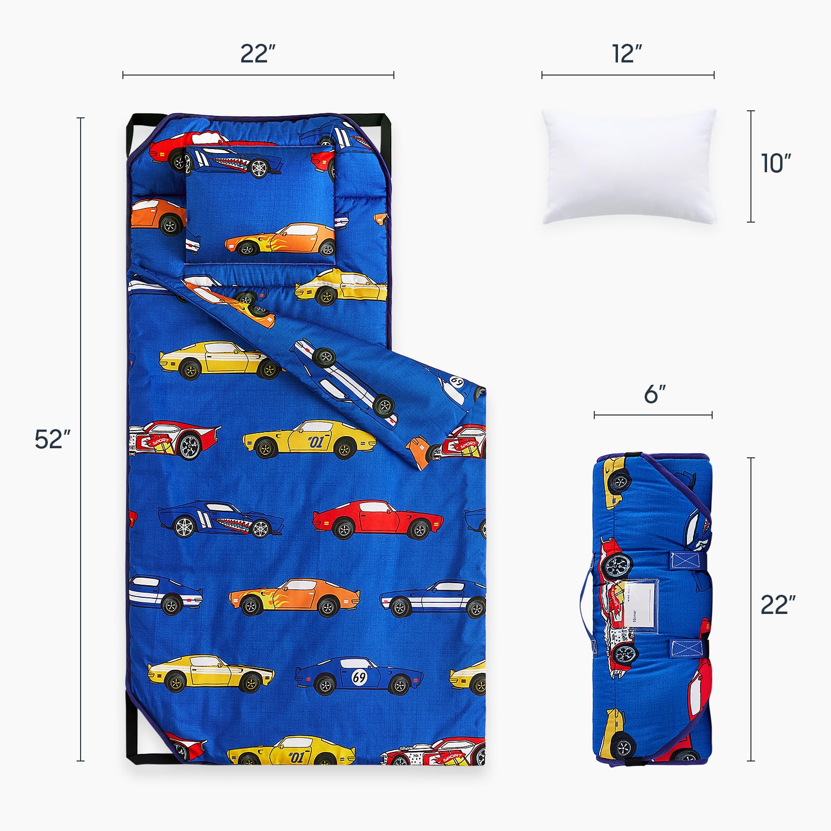 Wake In Cloud nap mat with detachable pillow blue for easy cleaning and quick naps.