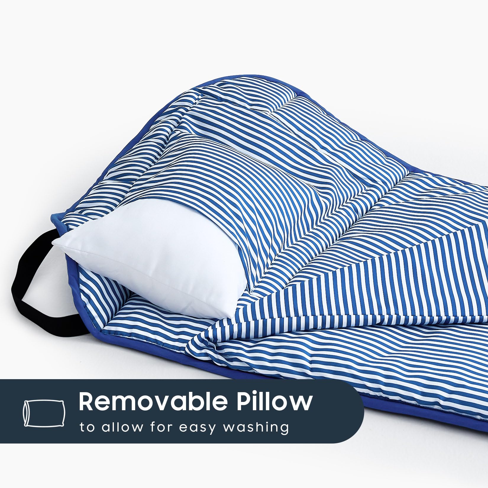 Wake In Cloud nap mat features detachable pillow for flexible rest.