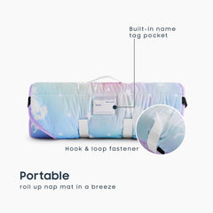 Wake In Cloud cot nap mat rolled with strap for easy transport