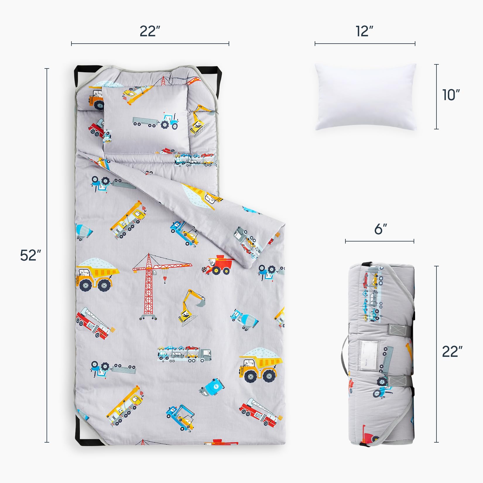 Wake In Cloud cot nap mat rolled with strap for easy portability