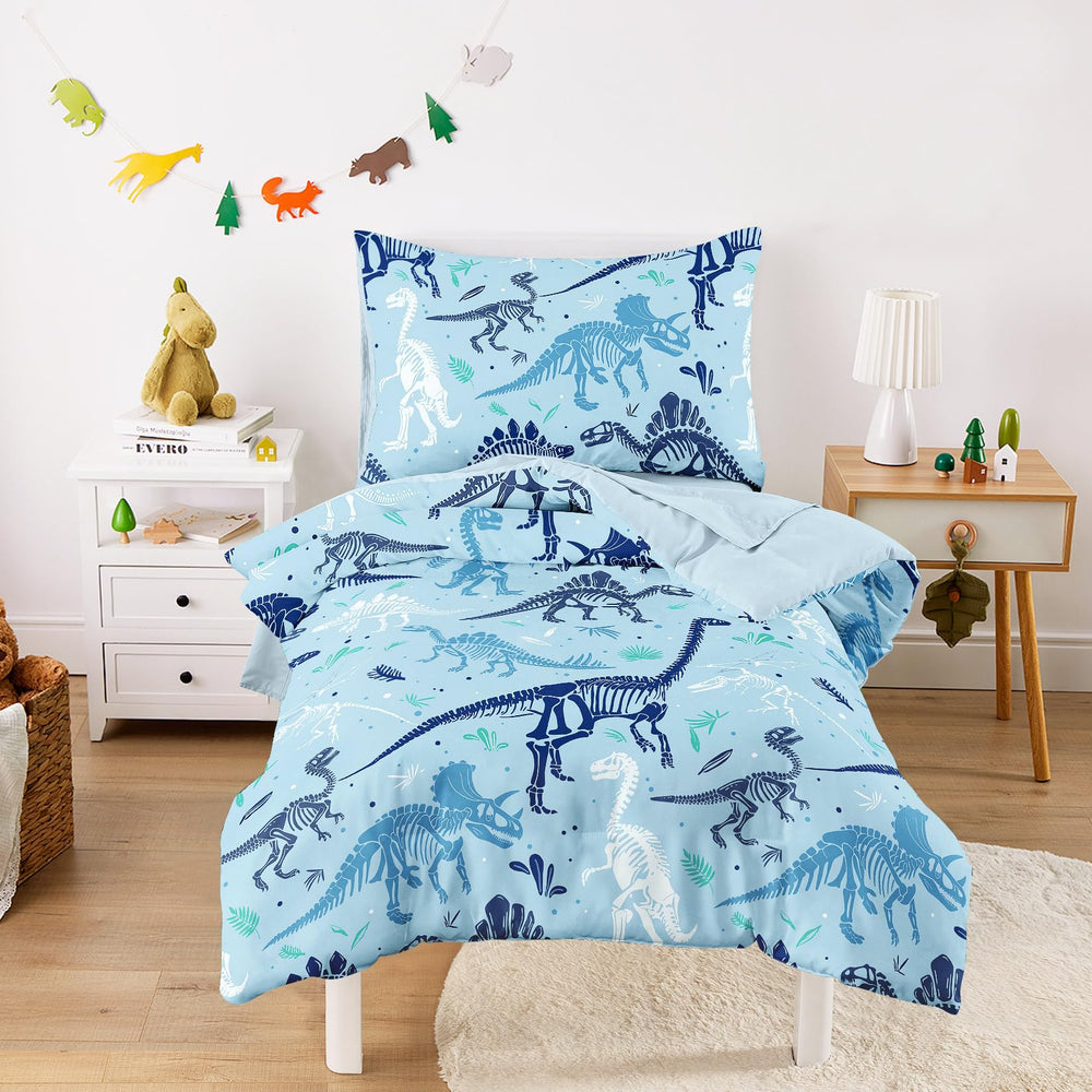 Wake In Cloud dinosaur bedding comforter with colorful fossil designs for imaginative play