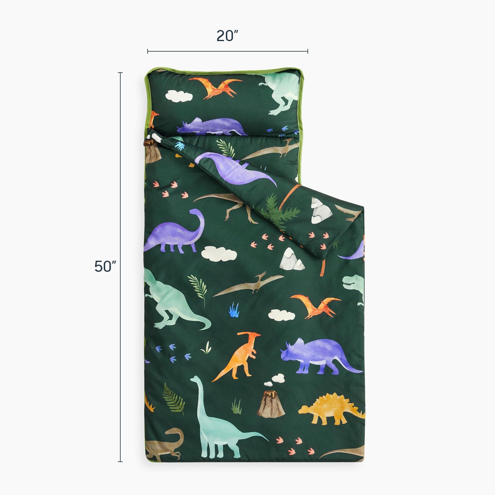 Wake In Cloud dinosaur nap mat with pillow inside offers all-in-one comfort.