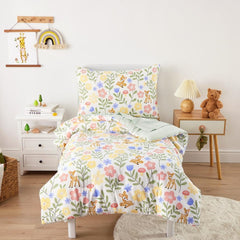 Wake In Cloud floral bedding comforter close-up shows soft microfiber warmth.