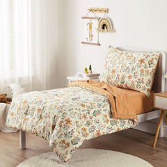 Wake In Cloud floral toddler bedding flat sheet provides a smooth, breathable sleep surface.