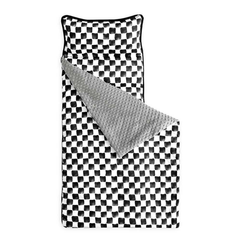 Wake In Cloud nap mat in gingham grid pattern for daycare naps