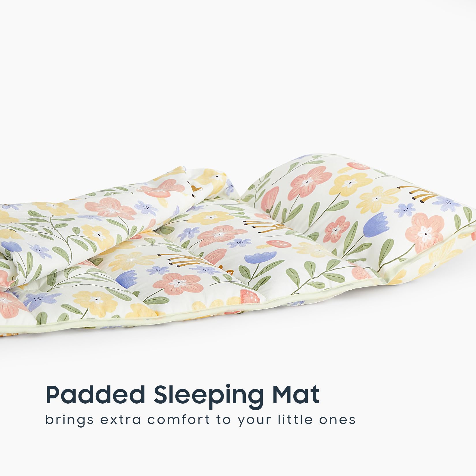 Wake In Cloud nap mat features microfiber fabric and plush filling