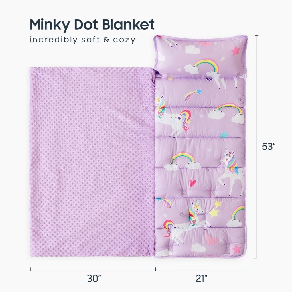 Wake In Cloud nap mat with cozy minky dot blanket for snuggly naps