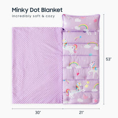Wake In Cloud nap mat with cozy minky dot blanket for snuggly naps